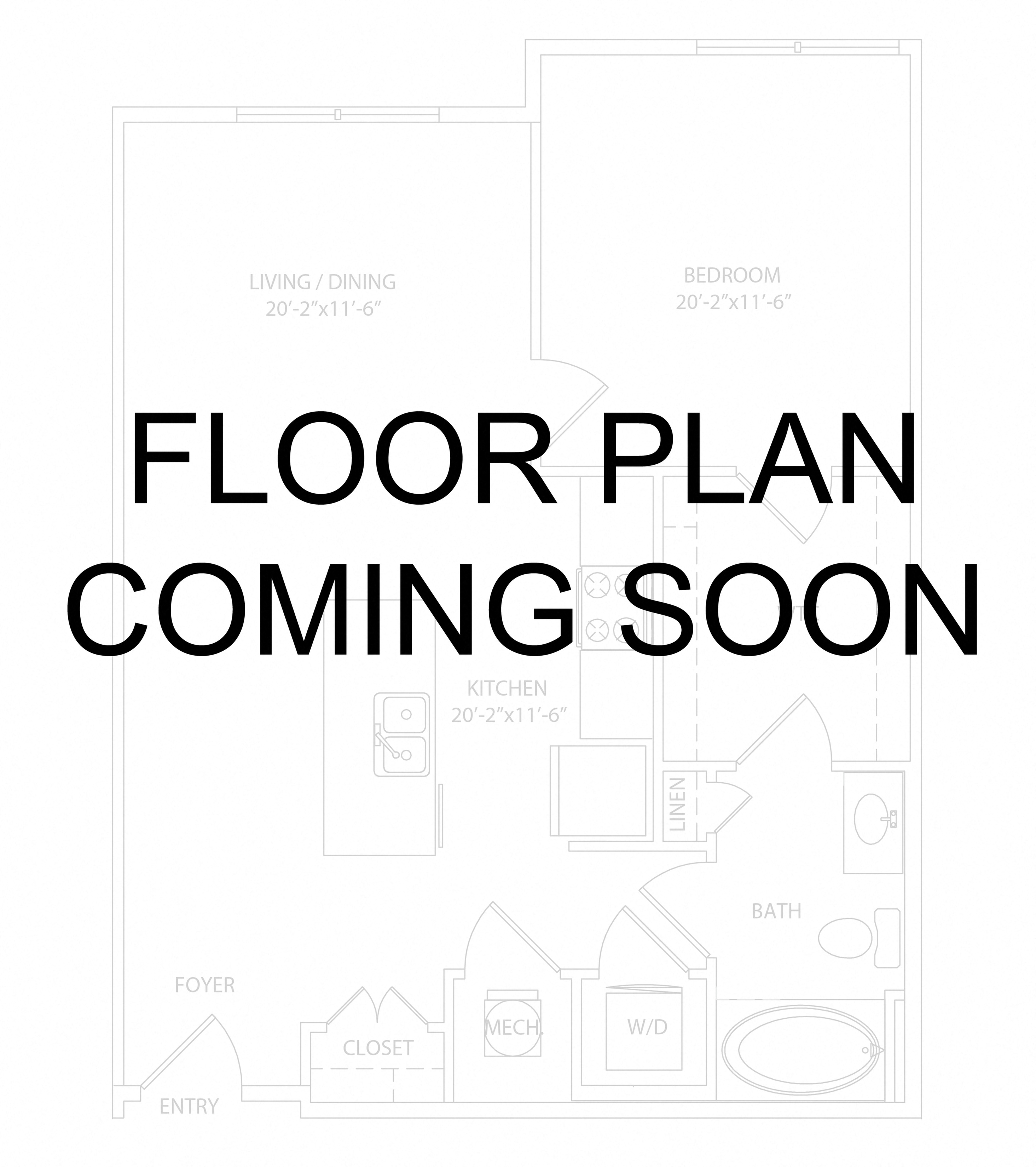 Floor plan for 1 bed, 1 bath, 758 sqft